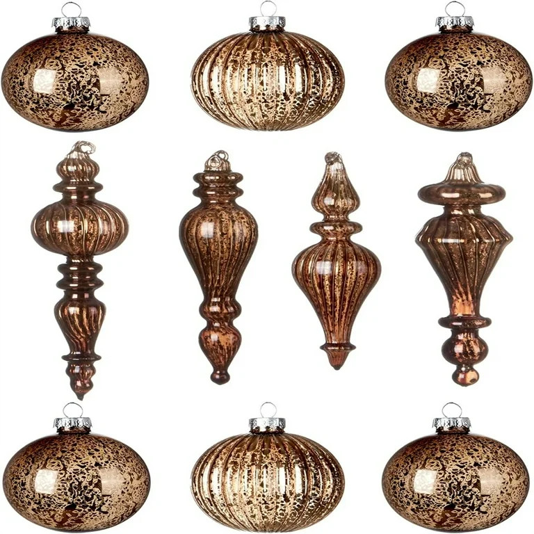 christmas decoration Mercury Glass Christmas Ornaments, 10pcs Vintage Brown Glass Hanging Balls F... | Walmart (US)