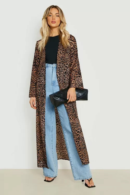 Leopard Devore Maxi Kimono | Boohoo.com (US & CA)