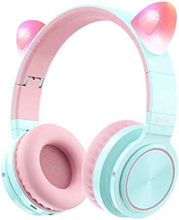 Picun Bluetooth Kids Headphones with Microphone, Cat Ear Wireless & Wired 85dB Volume Limited Multi- | Amazon (US)