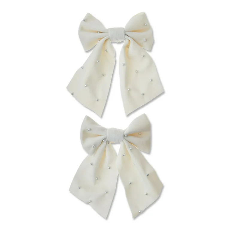 Ivory Pearl Beaded Decorative Bow, 6", 2 Count, by My Texas House | Walmart (US)