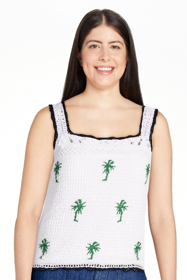 Free Assembly Women's Embroidered Square Neck Cotton Tank Top, Sizes XS-XXL | Walmart (US)