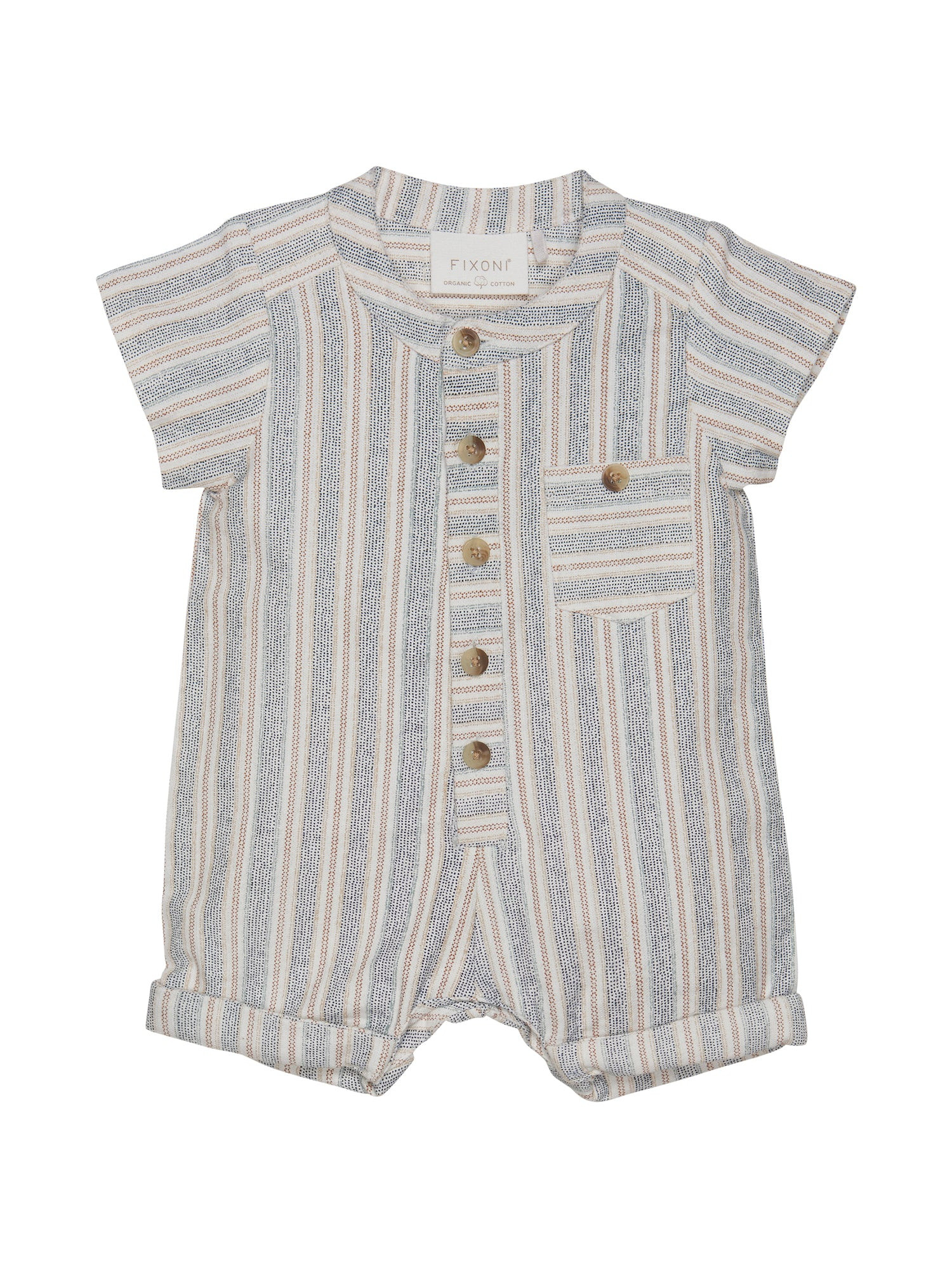 Striped Woven Button Romper | Danrie
