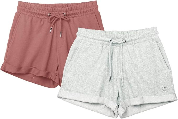 icyzone Workout Lounge Shorts for Women - Athletic Running Jogging Cotton Sweat Shorts | Amazon (US)