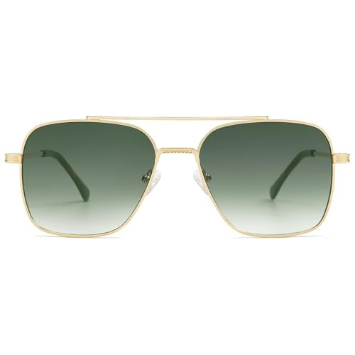SOJOS Aviator Sunglasses for Men Womens Trendy Designer Shades SJ1232,Gold/Green | Amazon (US)