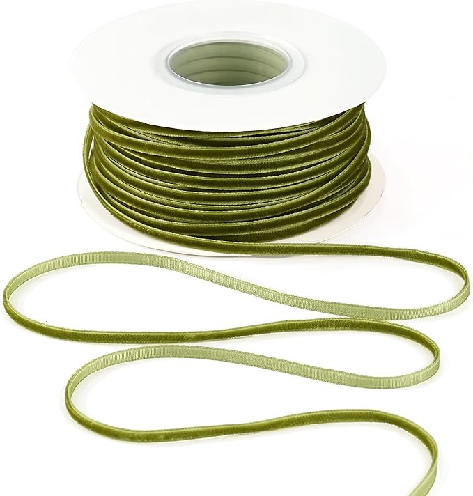 MAYREEL 1/8 Inch Moss Green Velvet Ribbon Thin Olive Green Vintage Ribbon for Wedding Invitations... | Amazon (US)