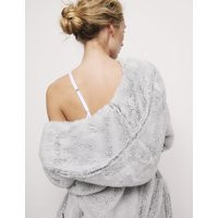 M&S Fleece Hooded Dressing Gown Grey | Marks & Spencer (UK)