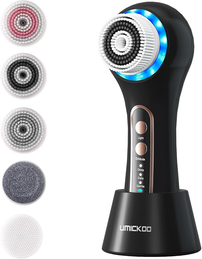 Face Scrubber Exfoliator,Facial Cleansing Brush Rechargeable IPX7 Waterproof with 5 Brush Heads,E... | Amazon (US)