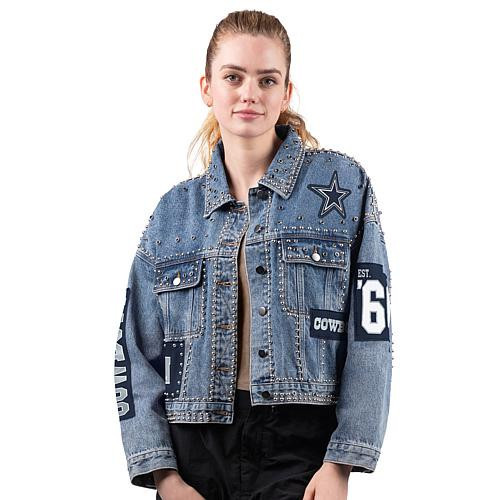 Football Fan Shop Officially Licensed NFL Dallas Cowboys G34Her Game Ball Denim Jacket | HSN