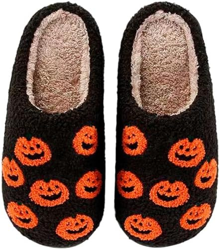 Halloween Slippers Pumpkin Slippers for Womens Mens Cute Comfy Bedroom Shoes,Home House Ladies Fu... | Amazon (US)