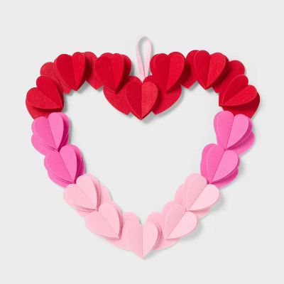 Felt Heart Shaped Valentine's Day Wreath Red - Spritz™ | Target