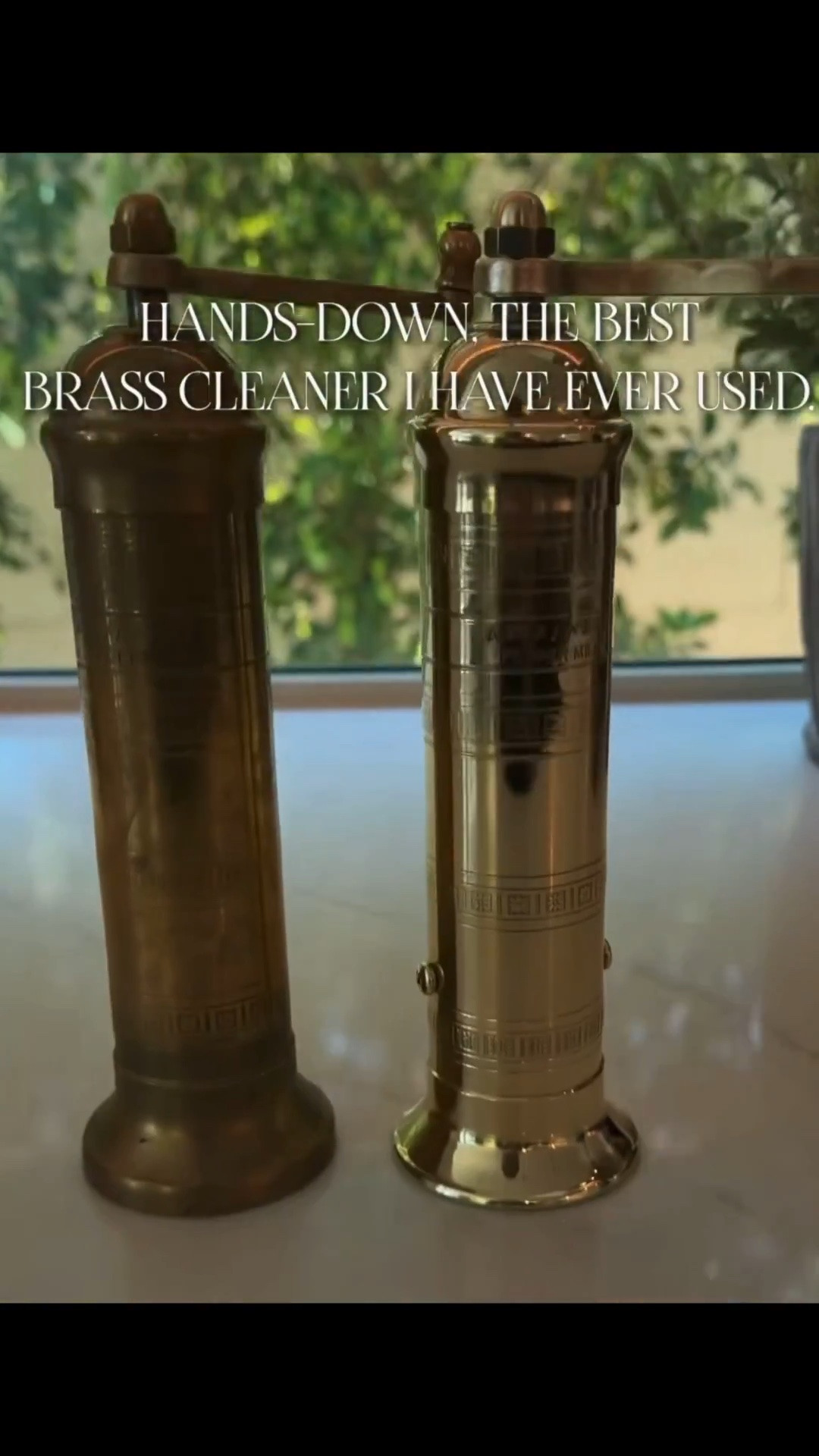 This brass cleaner brought back the shine beautifully, and these salt and pepper mills are just as functional as they are pretty. Both are everyday favorites in our kitchen.

best brass cleaner, brass polish, how to clean brass, tarnished brass cleaner, brass cleaning products, salt and pepper mills, salt and pepper grinders, kitchen counter essentials, functional kitchen decor, beautiful kitchen accessories, modern kitchen finds, everyday kitchen essentials, home and kitchen favorites