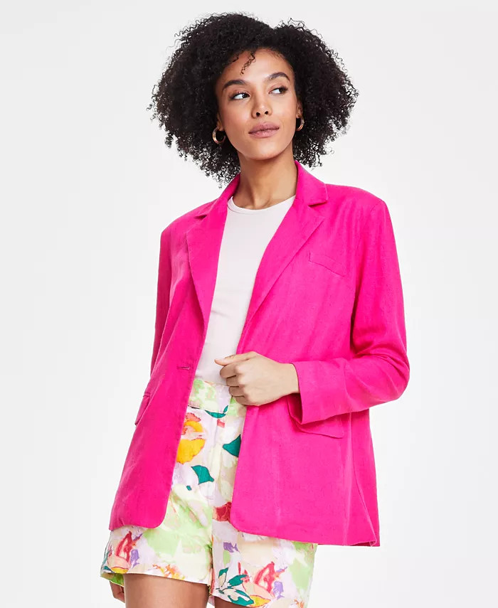 Bar III Women's One-Button Linen Blend Blazer, Created for Macy's - Macy's | Macy's