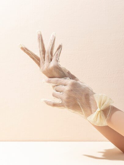 Bow Decor Mesh Gloves | SHEIN