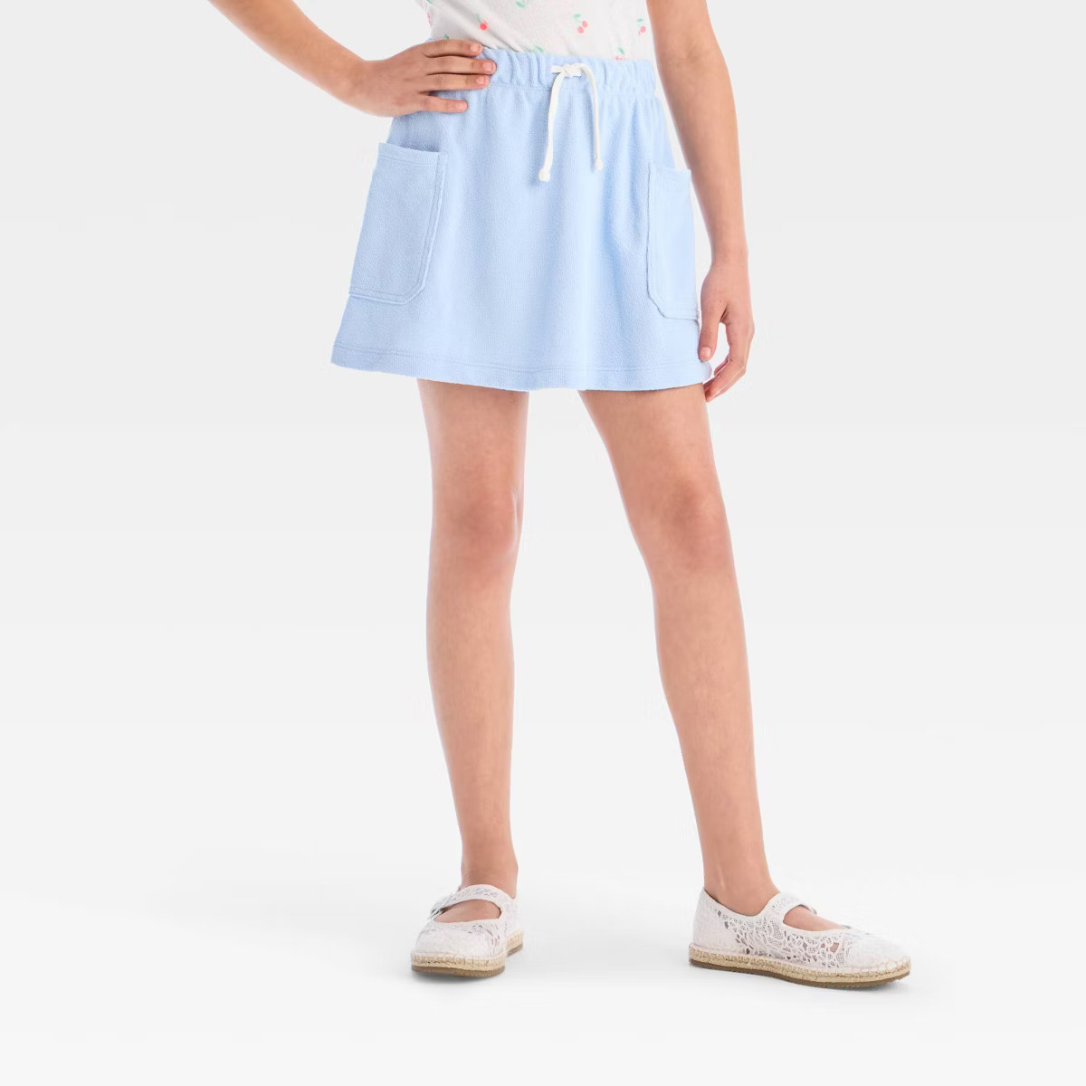 Girls' Knit Terry Skort - Cat & Jack™ Light Blue S: Cotton Blend, Adjustable Waistband, Built-i... | Target