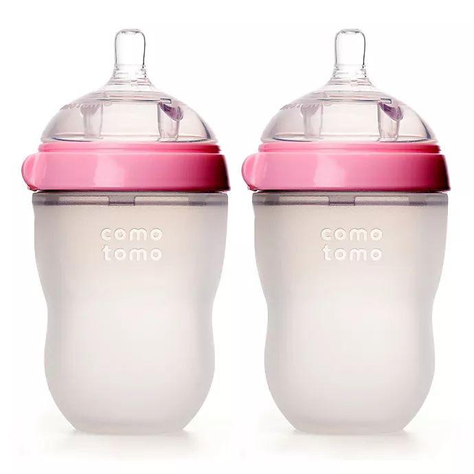 comotomo® 8-Ounce Baby Bottles in Pink (2-Pack) | buybuy BABY