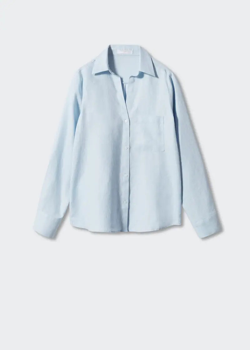 Pocket linen shirt -  Women | Mango United Kingdom | MANGO (UK)