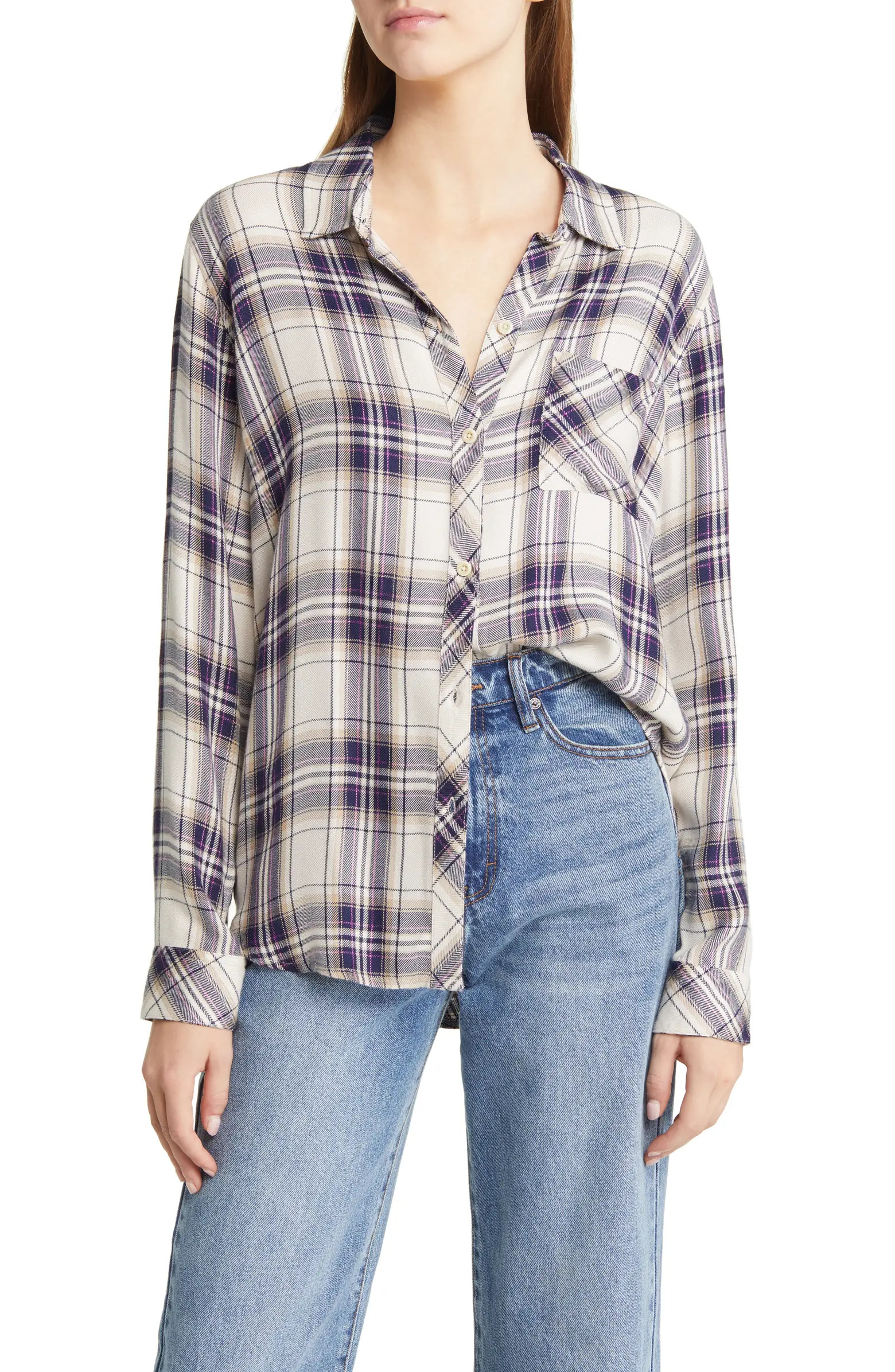 Women's Hunter Metallic Plaid Button-Up Shirt | Nordstrom