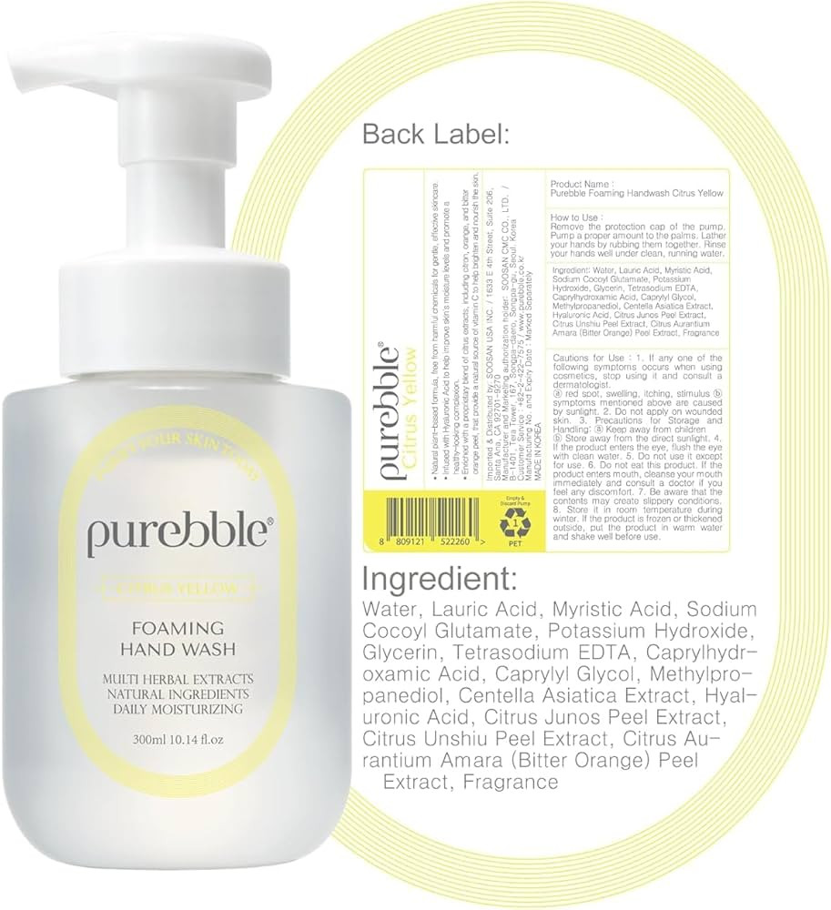 Citrus Yellow Foaming Hand Wash with Hyaluronic Acid, Lemon Scent | Gentle, Hydrating, Luxurious ... | Amazon (US)