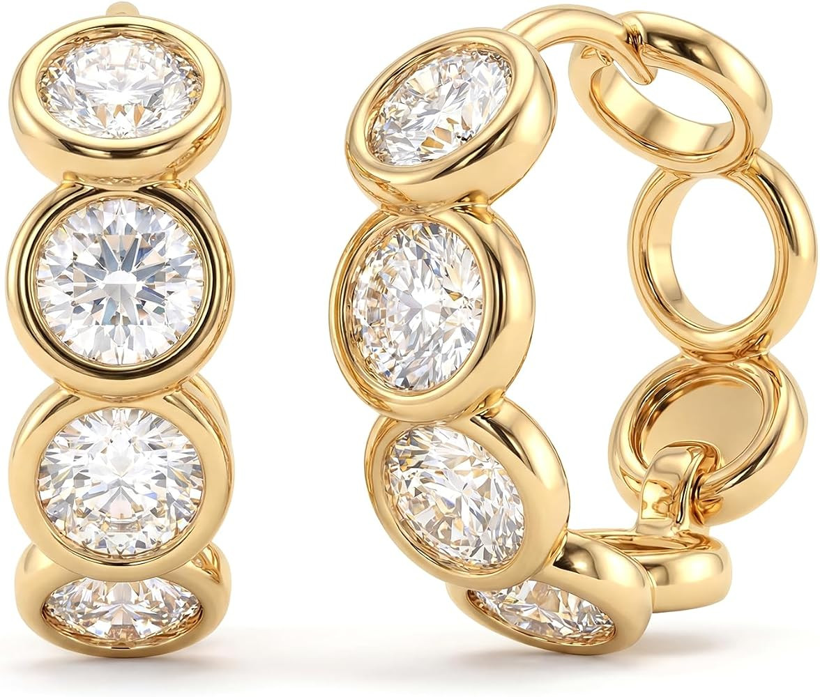 MYEARS Women Gold Earrings Huggie Hoop Cubic Zirconia 14K Gold Plated Small Simple Hypoallergenic... | Amazon (US)