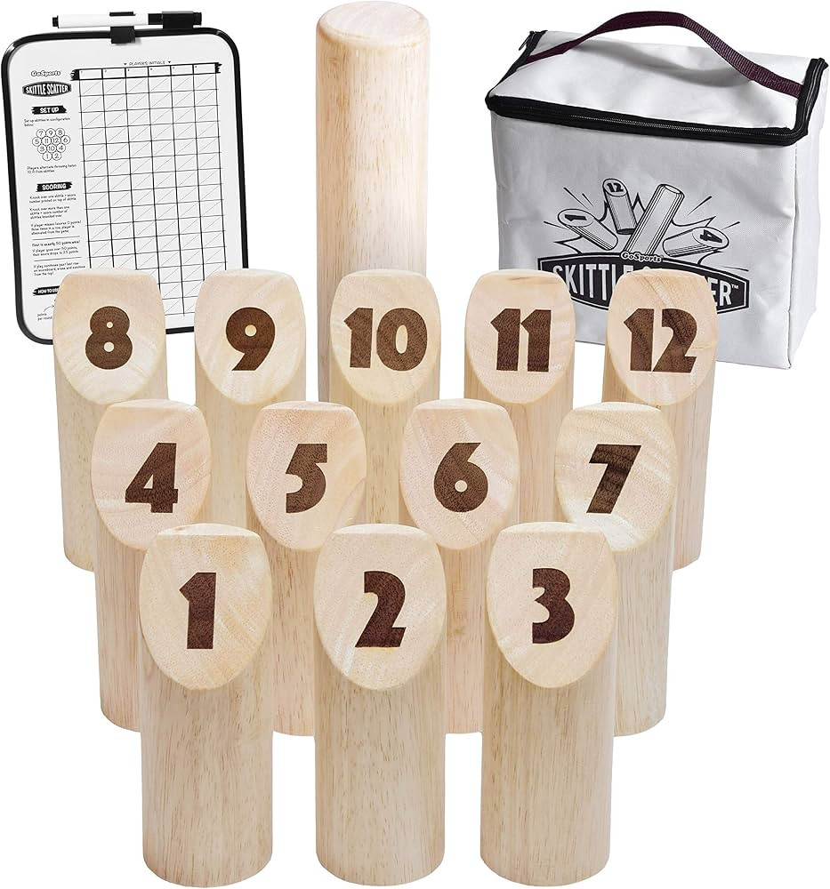 GoSports Skittle Scatter Numbered Block Toss Game with Scoreboard and Tote Bag - Fun Outdoor Game... | Amazon (US)
