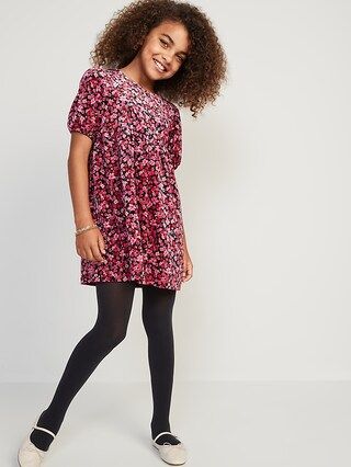 Cozy Velour Puff-Sleeve Swing Dress for Girls | Old Navy (US)