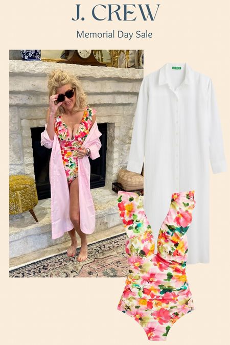 The most versatile long button down shirt! Can be worn as a cover up like I wore it here or add a belt and dress it up. Extra 60% off sale at J.Crew! Use code “SUMMER”.

Vacation outfit, resort wear, summer outfit, over 50 fashion inspo, one piece swim suit floral. 

#LTKSeasonal #LTKsalealert #LTKover40