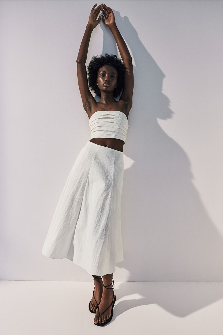 Cropped nylon bandeau top - Sleeveless - Cropped - White - Ladies | H&M GB | H&M (UK, MY, IN, SG, PH, TW, HK)