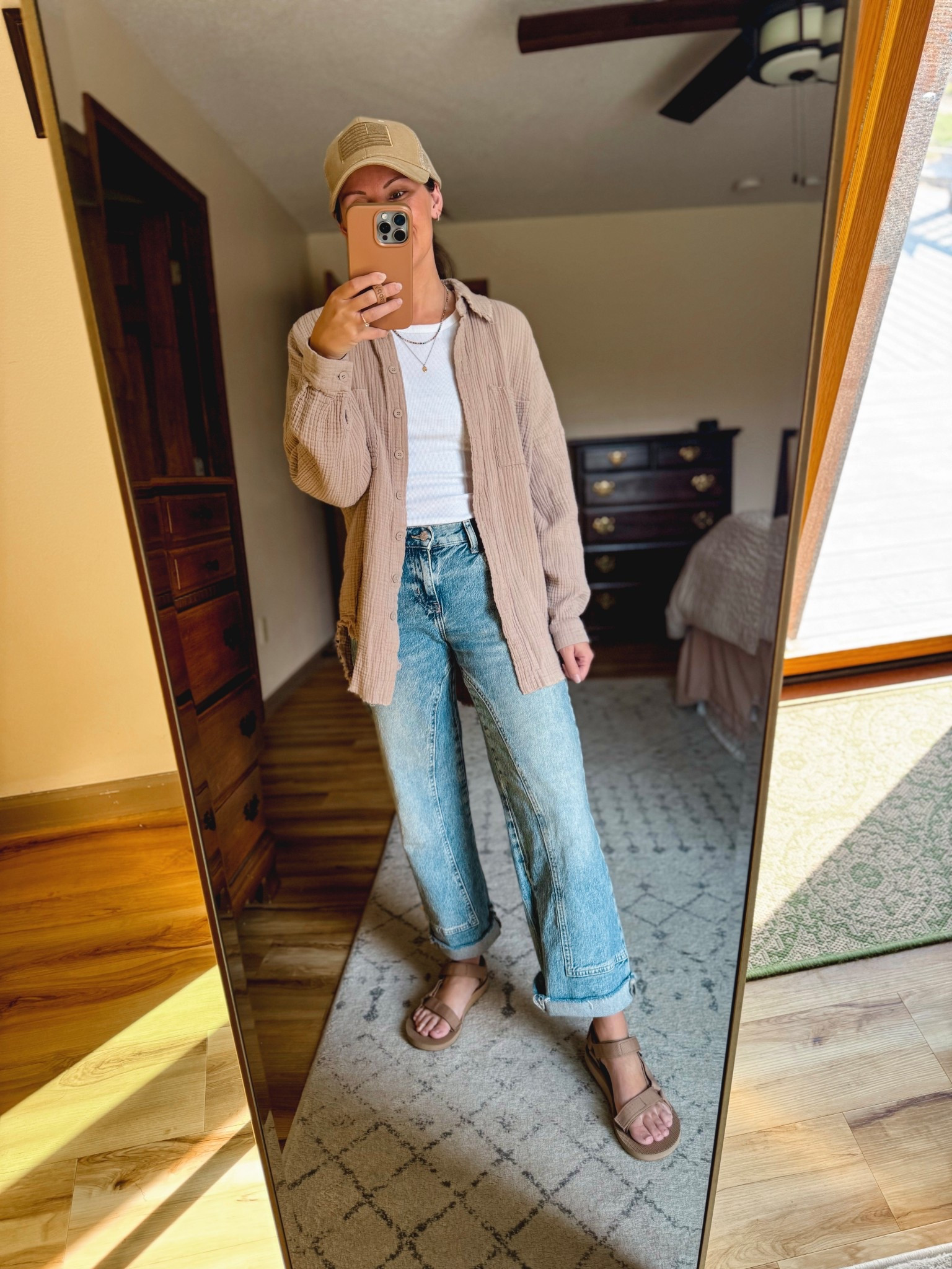 Wearing size small in the tank (also linked a similar one that I own in a bunch of colors too), size 24 short in mantra wash in the jeans, and my true size in my teva sandals. My cotton button up is a few years old so I linked similar ones! This is also my favorite baseball hat! Neutral and cute

#LTKSaleAlert #LTKFindsUnder100 #LTKPetite