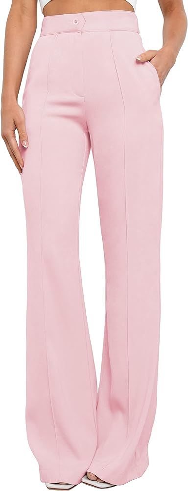 Women's Causal High Waisted Wide Leg Pants, Bootcut Dress Pants for Women, Work Pants with Pocket... | Amazon (US)