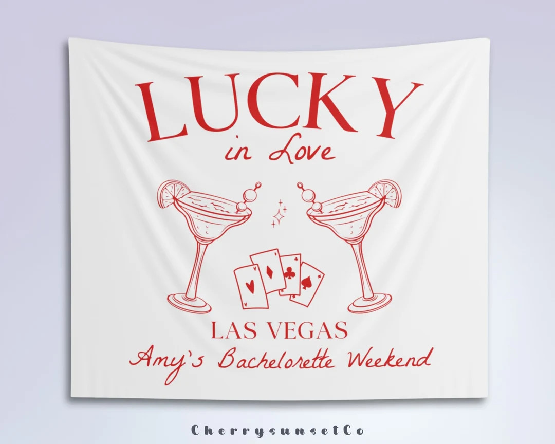 Las Vegas Bachelorette Party Backdrop Lucky in Love Bridal Shower Banner Custom Casino Bacheloret... | Etsy (US)