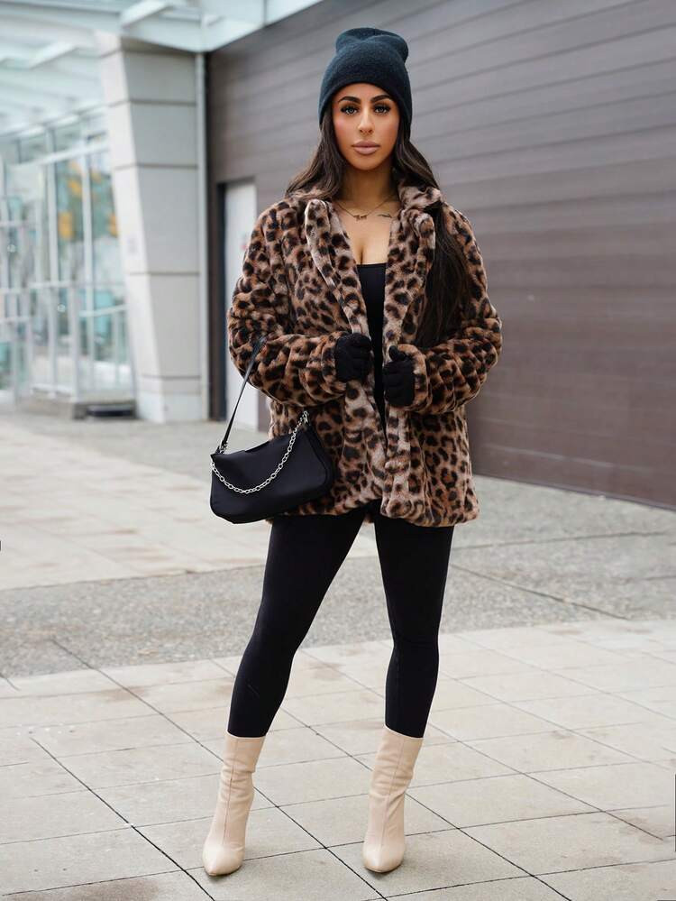 SAYEHFBABY Women's Vintage "Mob Wife" Style Leopard Print Faux Fur Coat, Autumn/Winter | SHEIN