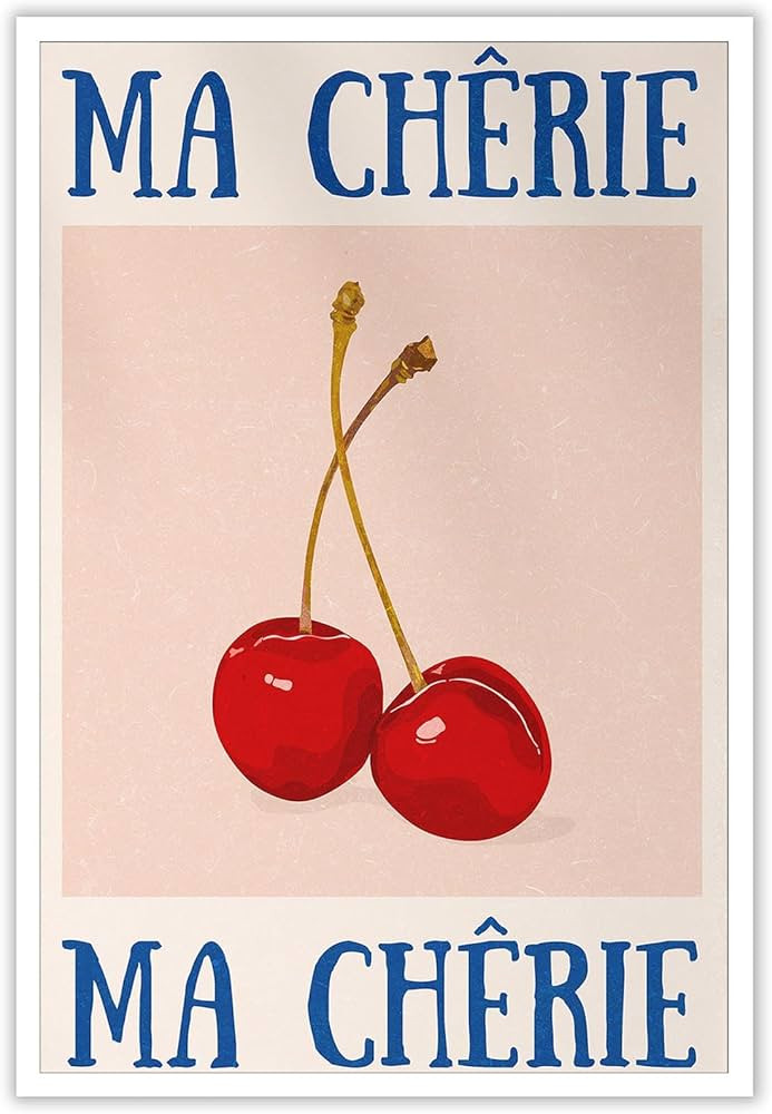 HQPCNGZ Vintage Funky Cherry Canvas wall art 70s Red Blue Posters Room Aesthetic prints painting ... | Amazon (US)