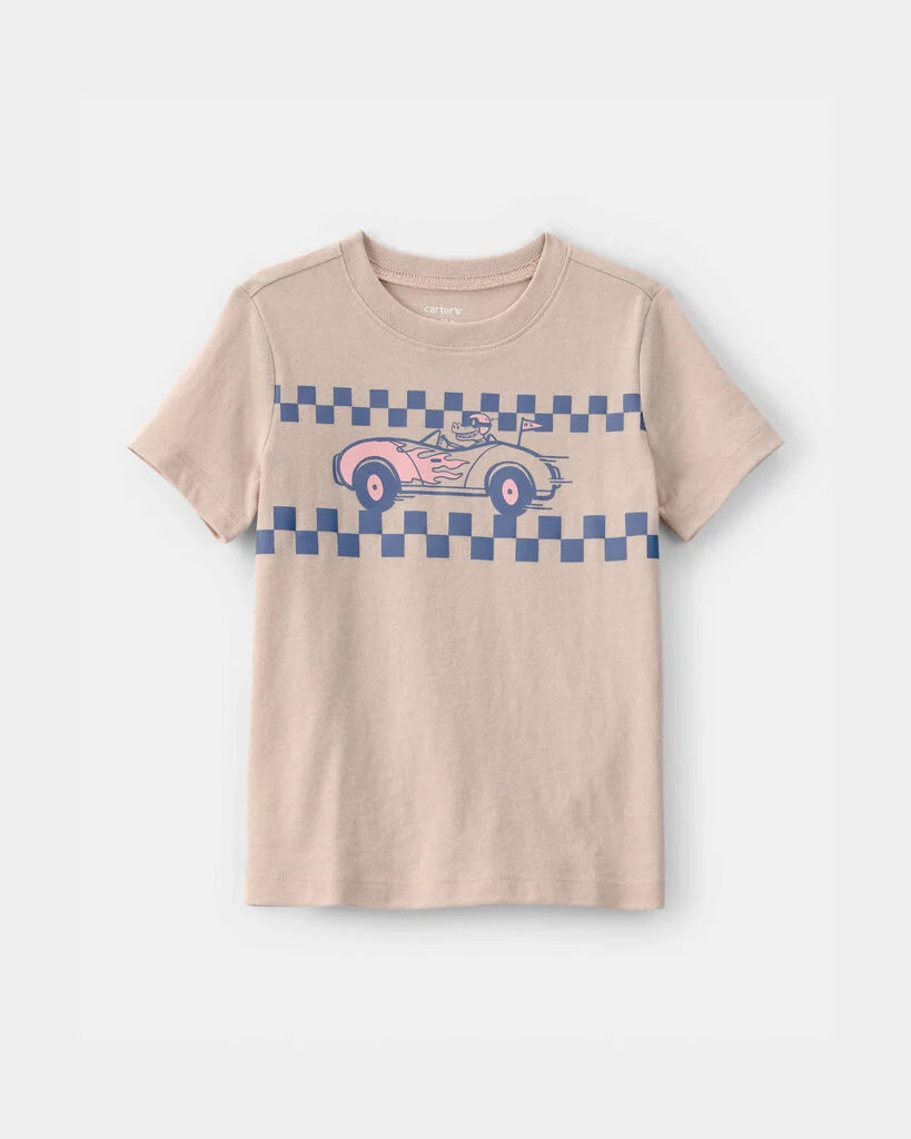Carter's toddler boy alligator race car graphic tee 2T Tan | Carter's Inc