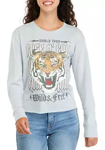 Junior's Long Sleeve Boxy Graphic T-Shirt | Belk