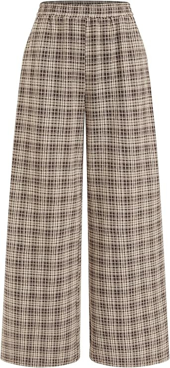 CIDER Women Leopard Print Wide Leg Lounge Pants Elastic Waist Casual Trousers with Pockets | Amazon (US)