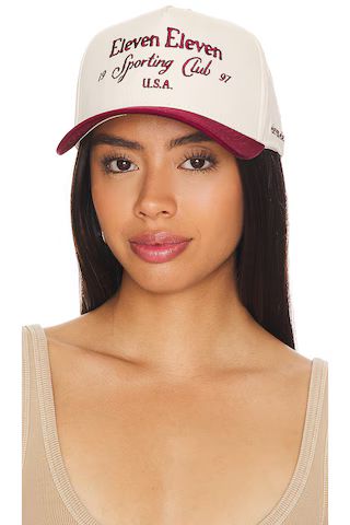 Eleven Eleven Sporting Club Script Cap in Beige & Maroon from Revolve.com | Revolve Clothing (Global)