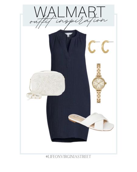 Walmart outfit inspiration for spring/summer. I paired this navy dress with white sandals, a white bag, gold watch, and gold hoops. 

walmart fashion, walmart finds, walmart dress, women’s fashion, coastal style, summer outfit, spring outfit, casual dress, casual outfit, weekend outfit, dress outfit, walmart

#LTKSeasonal #LTKFind #LTKstyletip