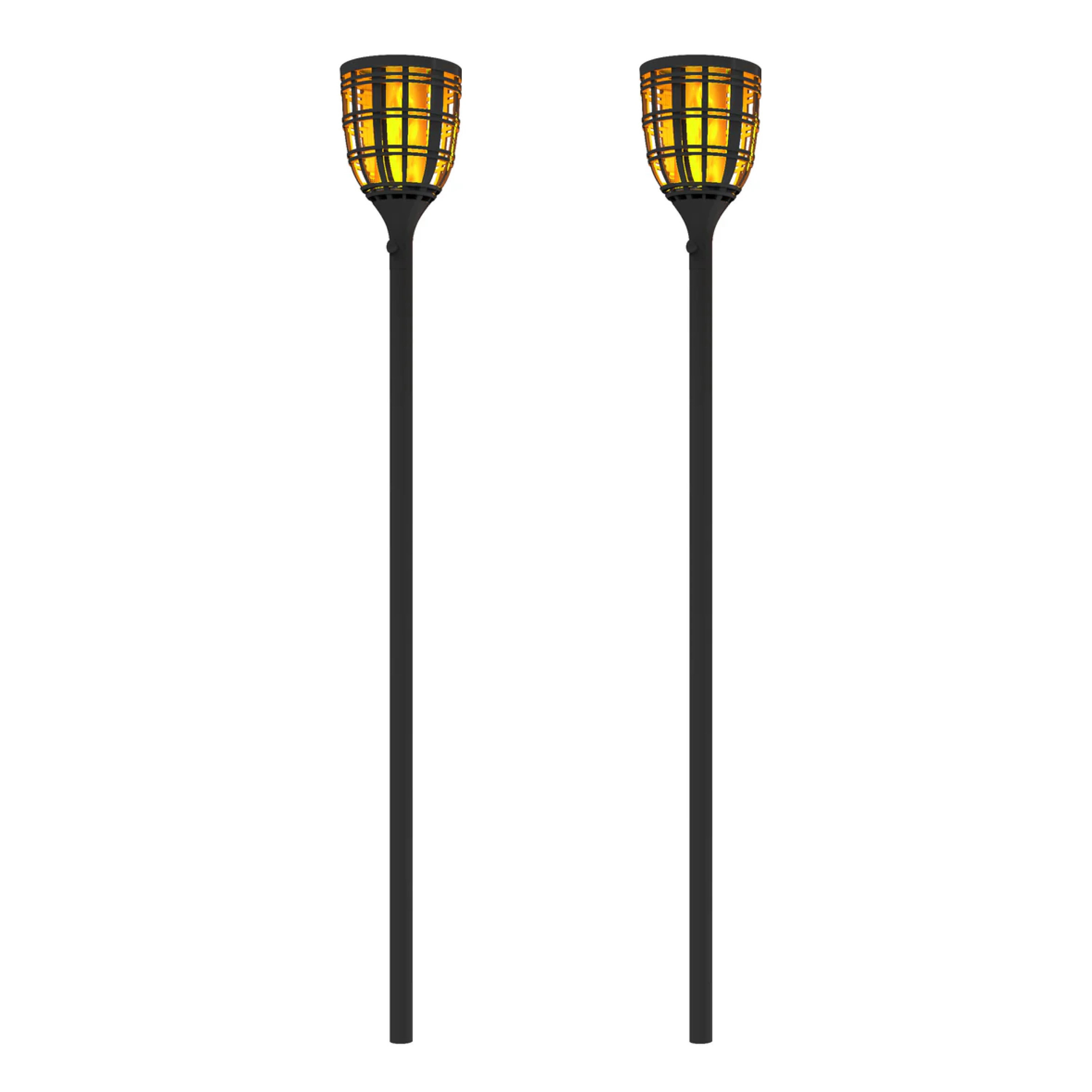 TECHKO 2 -Pack Outdoor Solar Tiki Torches Flaming LEDs 35 -Lumens Black Solar LED Outdoor Path Light Kit ( 2500-K ) | SHL-901 | Lowe's
