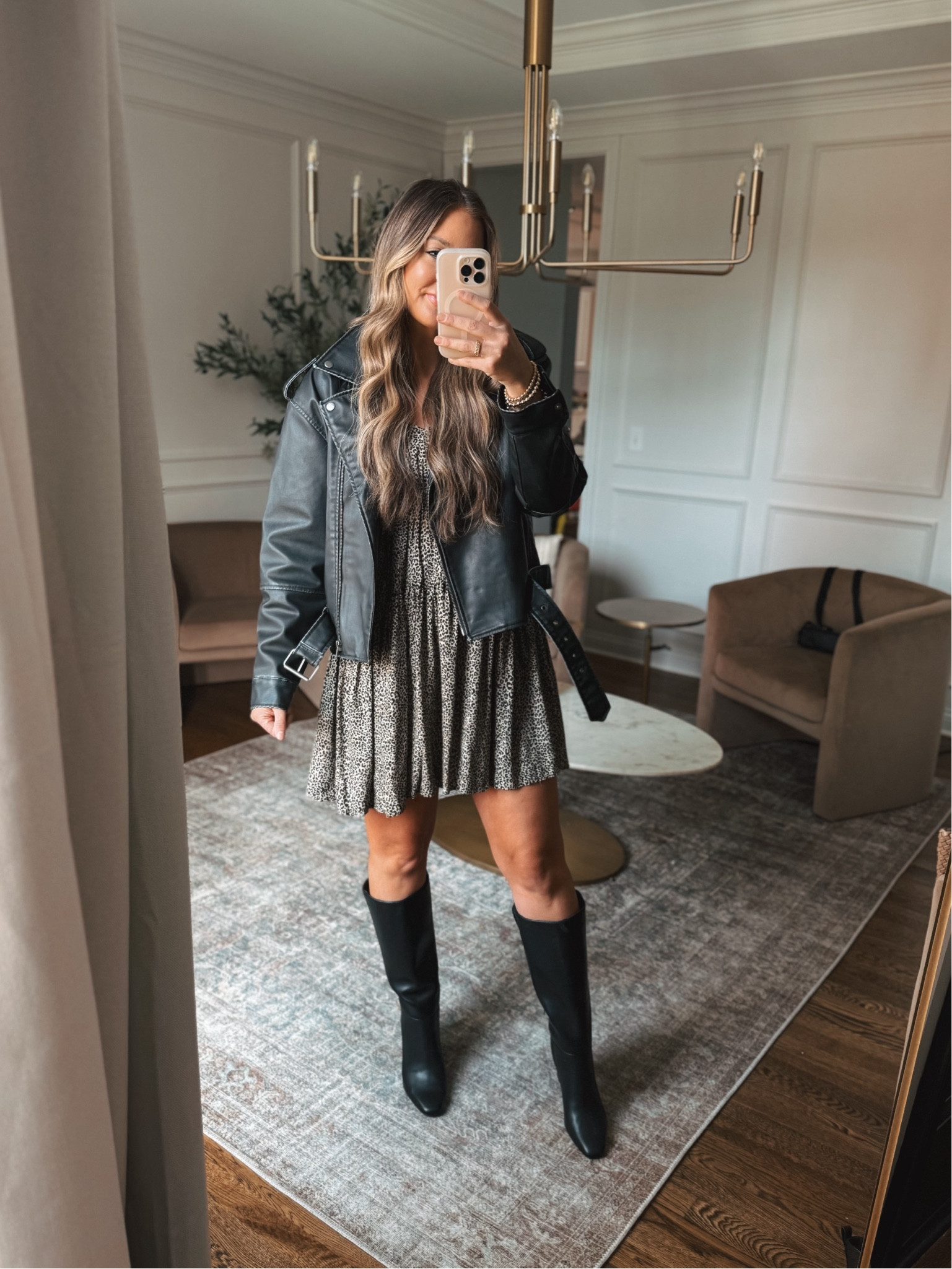 Target fall outfit idea the cutest leopard print dress, faux leather jacket and knee high boots! The dress is cute & comfortable has a stretchy waistband fits true to size 



#LTKFindsUnder50 #LTKSeasonal #LTKStyleTip