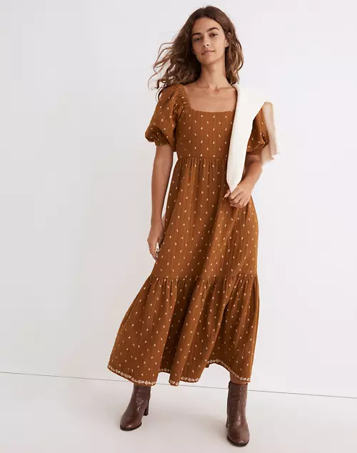 Quilted Tiered Midi Dress in Welsh Blossoms | Madewell