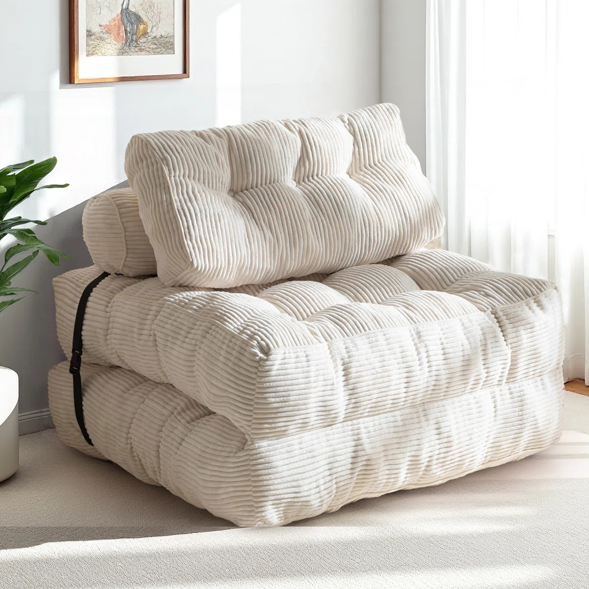 Medium Corduroy Bean Bag Chair,fold floor Bean Bag sofa bed | Wayfair North America