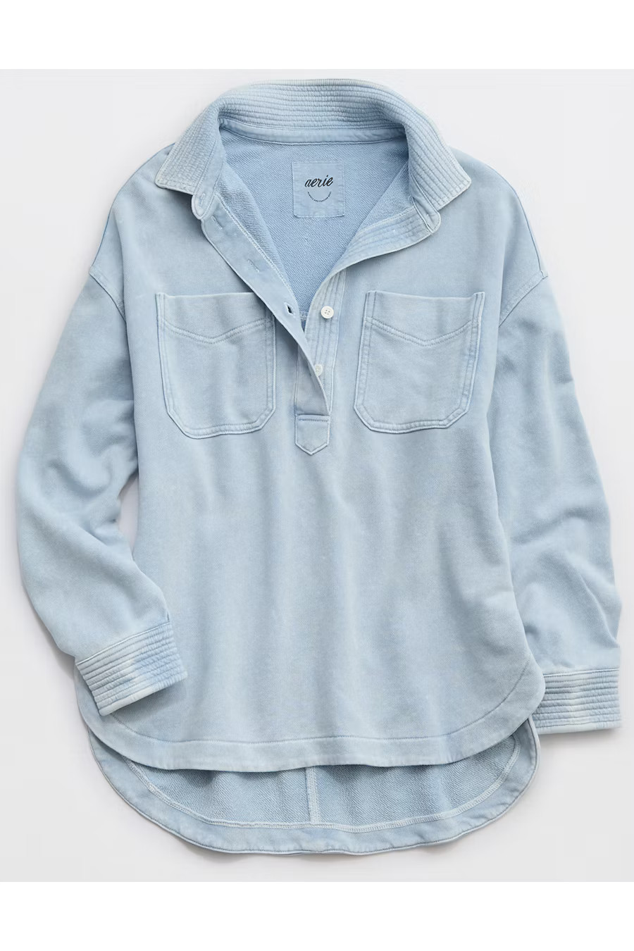 Aerie Popover Polo Sweatshirt Women's Cloud Wash XXS | American Eagle Outfitters (US & CA)