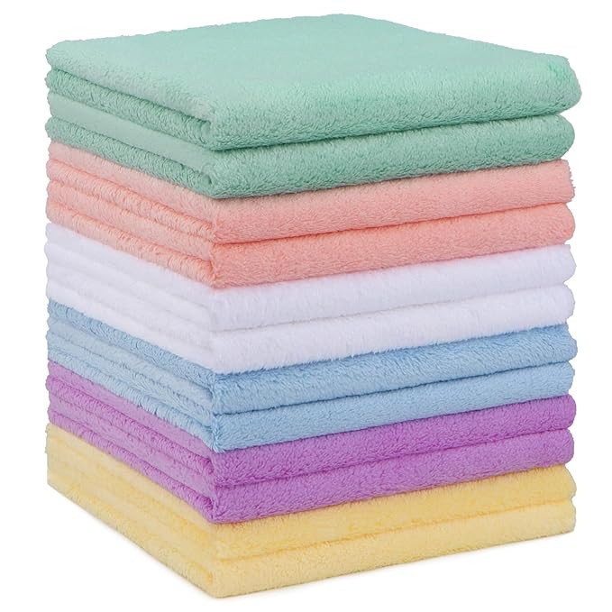 HOMEXCEL Baby Washcloths 12 Pack-Microfiber Baby Bath Face Towel 11.5 x 11.5 Inch Extra Absorbent... | Amazon (US)