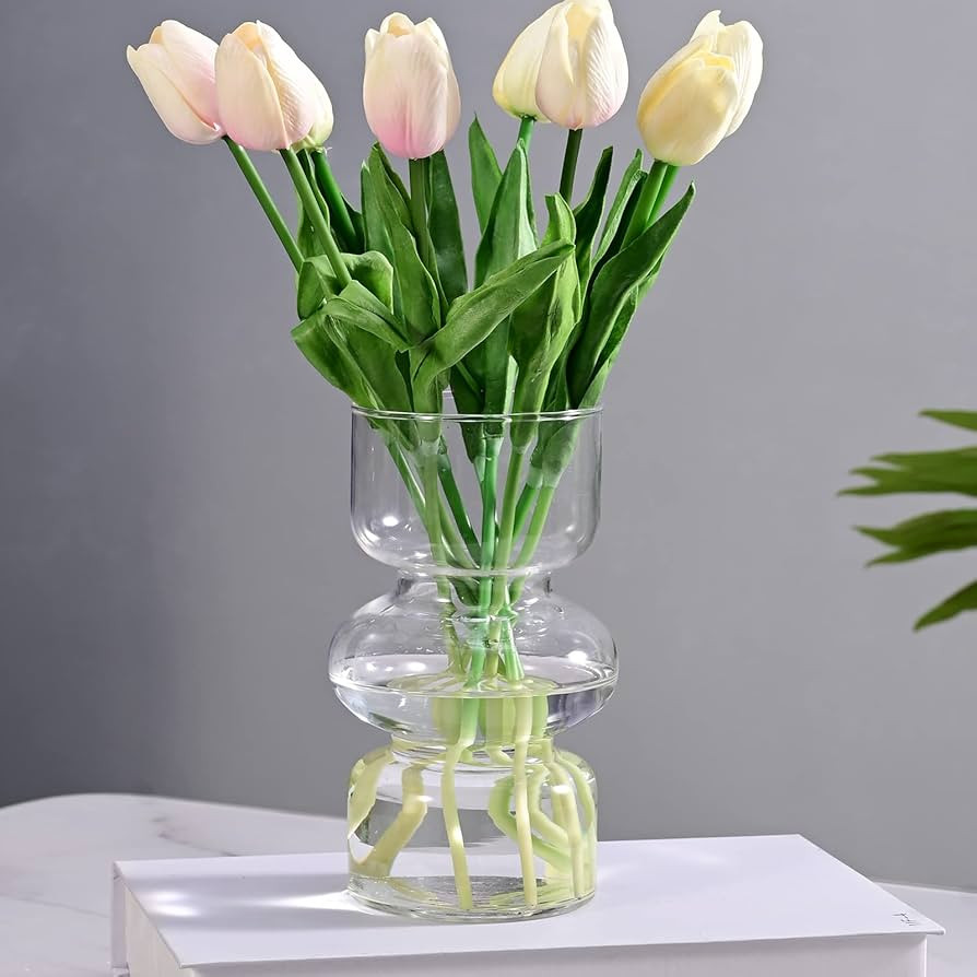 7 inch Clear Glass Flower Vases for Centerpiece Table Home Indoor Desk Decor,Ins Modern Boho Styl... | Amazon (US)