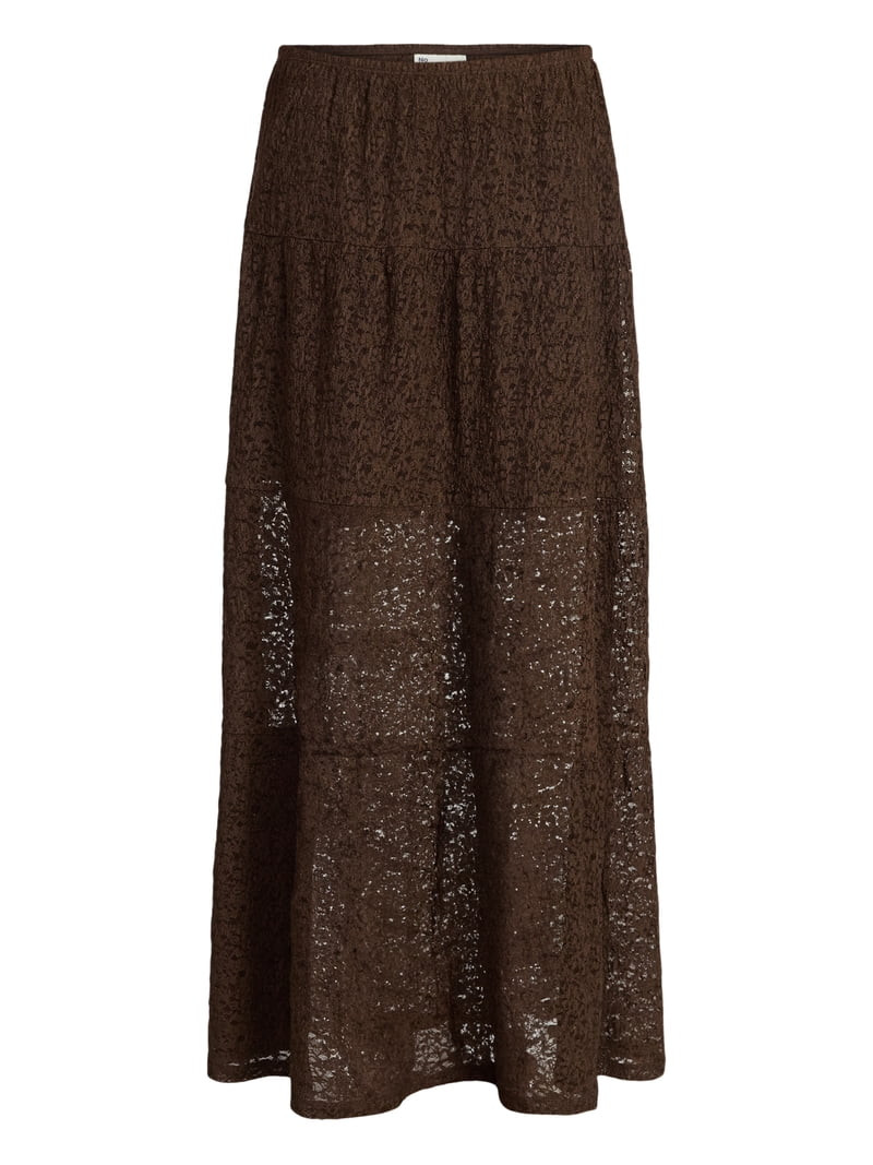 No Boundaries Lace Tiered Maxi Skirt, Women's XXS-XXL | Walmart (US)