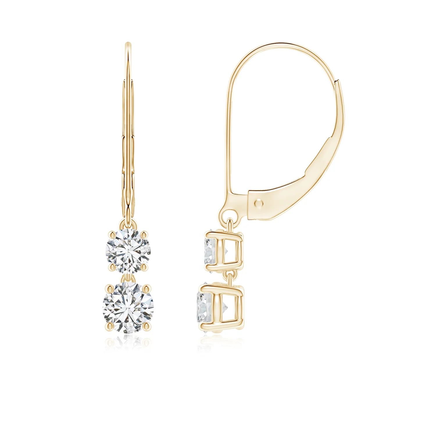Double Diamond Leverback Dangle Earrings | Angara | Angara US