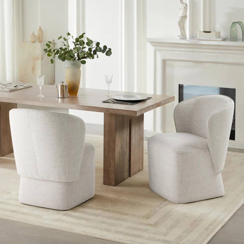 Niha Upholstered Dining Chair With Caster (Set of 2) | Wayfair North America