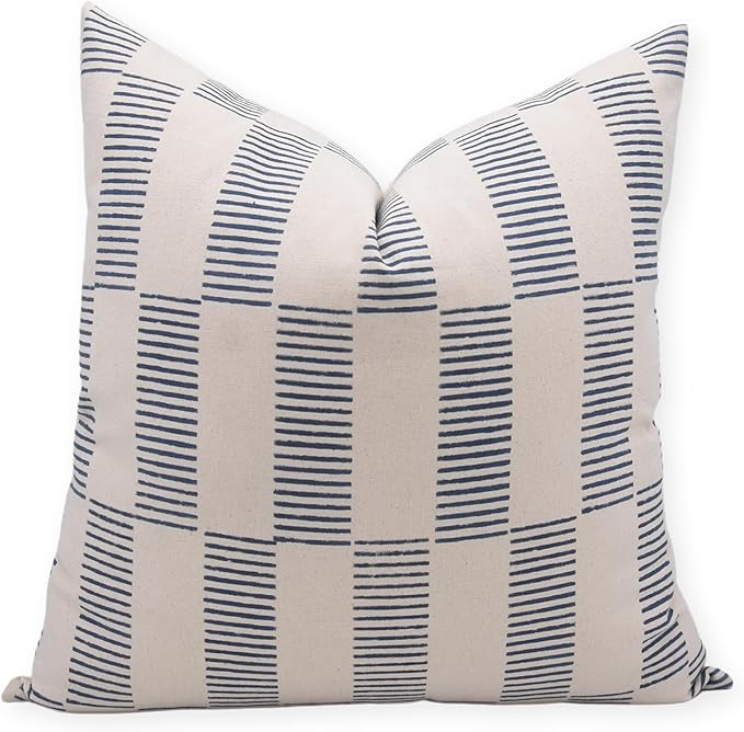 Block Print Duck Canvas 20x20 Throw Pillow Covers, Handmade Vintage Pillow Covers for Sofa and Co... | Amazon (US)