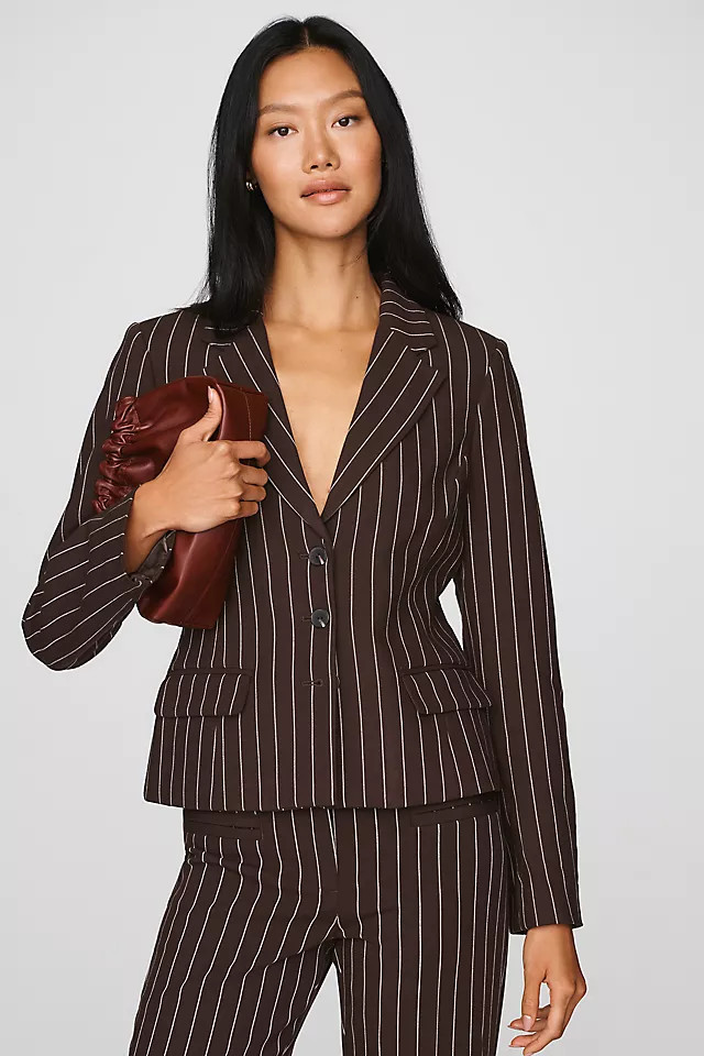 90s Slim Suit Pinstriped Blazer Jacket | Anthropologie (US)