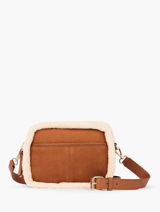 Shearling Trim Suede Crossbody Bag | Talbots